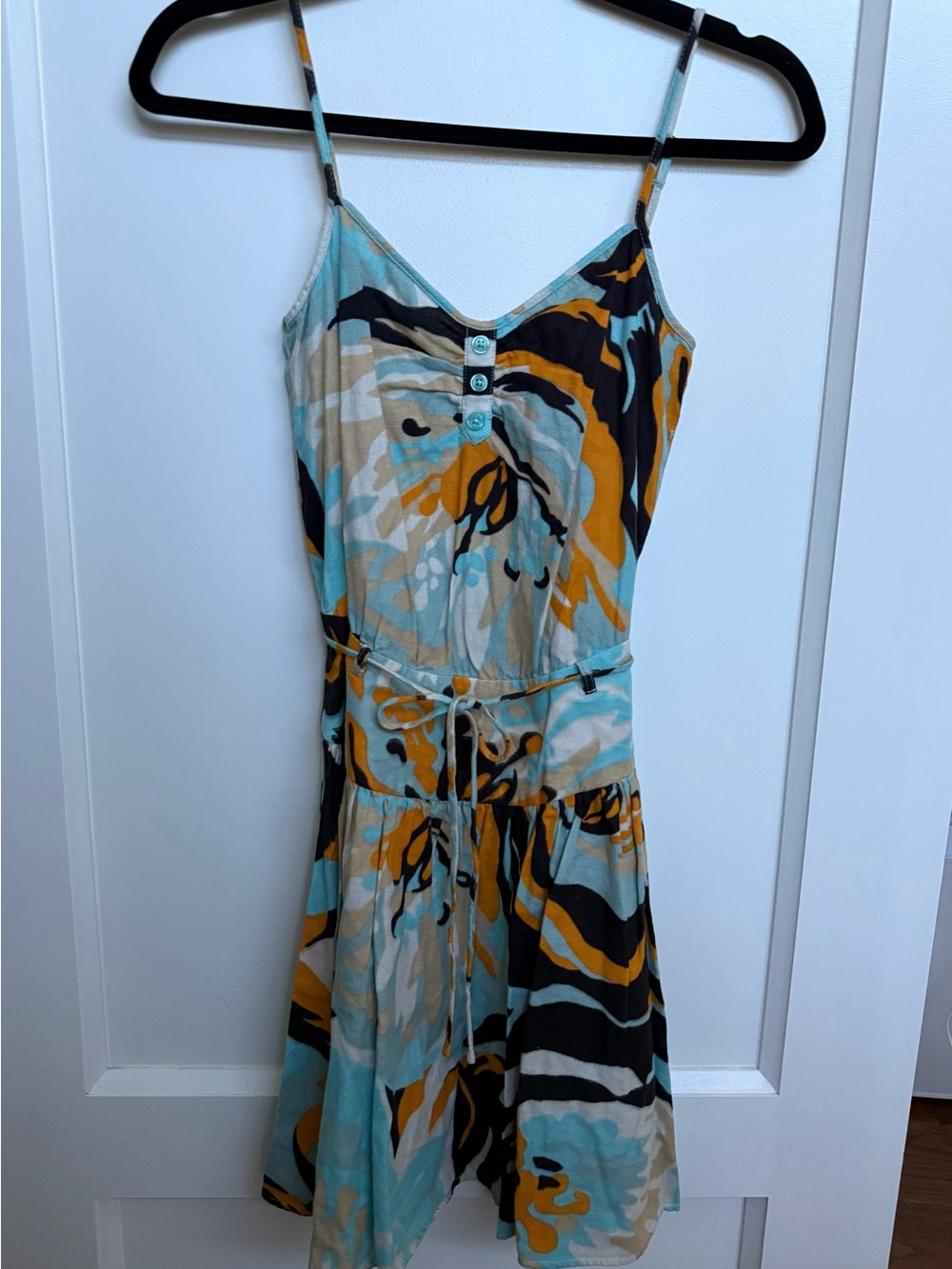 BCBGeneration Turquoise, Mustard & Black Printed Mini Dress